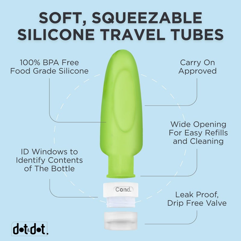 Dot&Dot Dot¨ Leak Proof Travel Bottles - TSA Approved 3oz Silicone Toiletries Travel Shampoo & Conditioner Containers with Labels - Image 3
