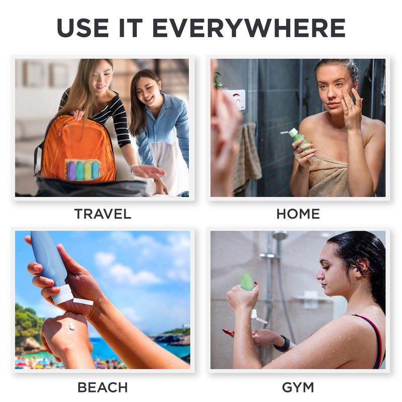 Dot&Dot Dot¨ Leak Proof Travel Bottles - TSA Approved 3oz Silicone Toiletries Travel Shampoo & Conditioner Containers with Labels - Image 4