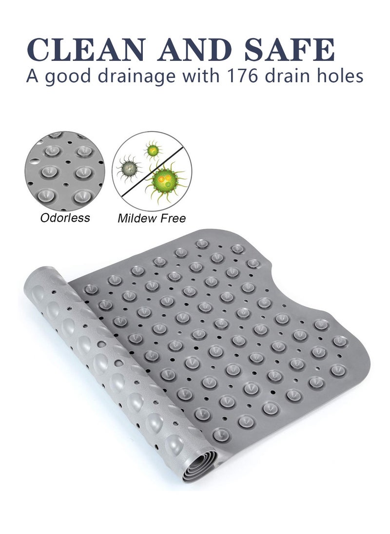 Meishida Bath Tub Shower Mat Non-Slip and Extra Large, Bathtub Mat with Suction Cups, Machine Washable Bathroom Mats with Drain Holes - Grey  - Image 2