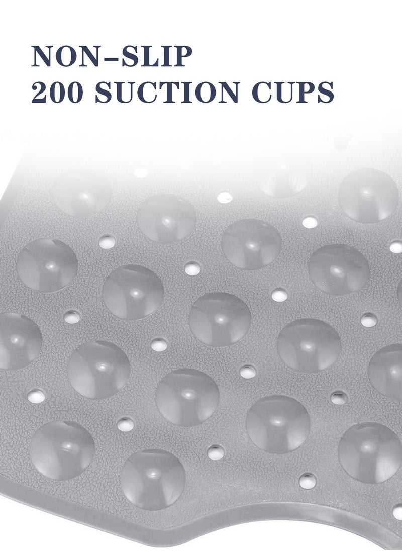 Meishida Bath Tub Shower Mat Non-Slip and Extra Large, Bathtub Mat with Suction Cups, Machine Washable Bathroom Mats with Drain Holes - Grey  - Image 3