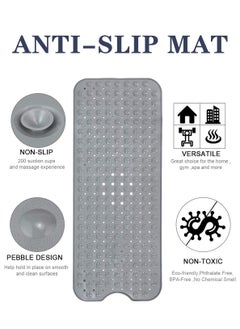 Meishida Bath Tub Shower Mat Non-Slip and Extra Large, Bathtub Mat with Suction Cups, Machine Washable Bathroom Mats with Drain Holes - Grey  - Image 4