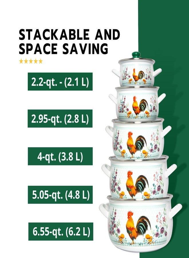 STP GOODS Enameled Aluminum Soup Pot Golden Rooster Belly Deep Casserole Cooking Pot with Glass Lid Enameled Camping Cookware Camping Stockpot for Cooking (2.2-qt. (2.1 L)) - Image 4