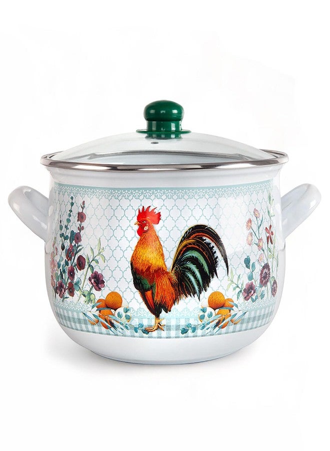 STP GOODS Enameled Aluminum Soup Pot Golden Rooster Belly Deep Casserole Cooking Pot with Glass Lid Enameled Camping Cookware Camping Stockpot for Cooking (2.2-qt. (2.1 L)) - Image 1