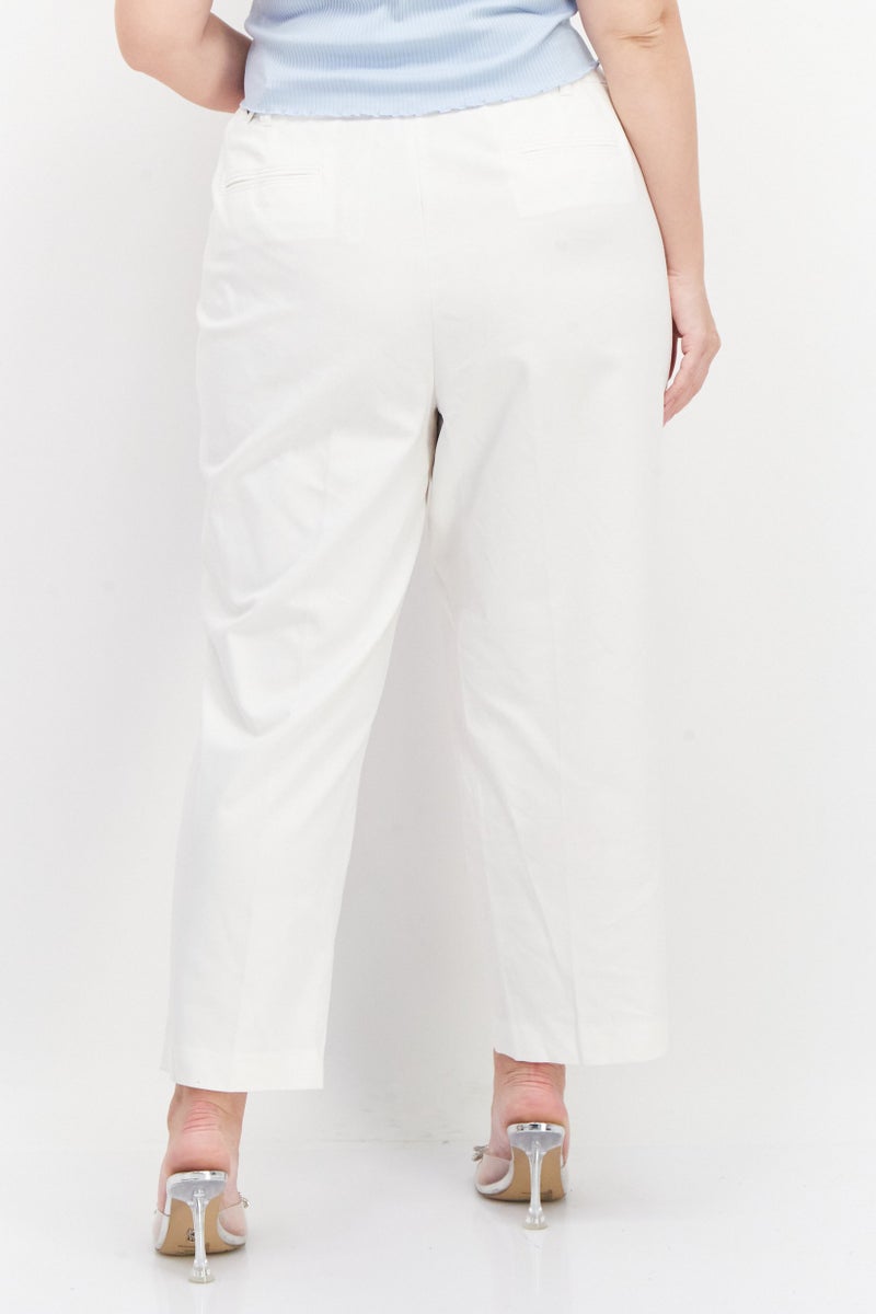 ANNE KLEIN Women Plus Size Solid Pant, White - Image 3