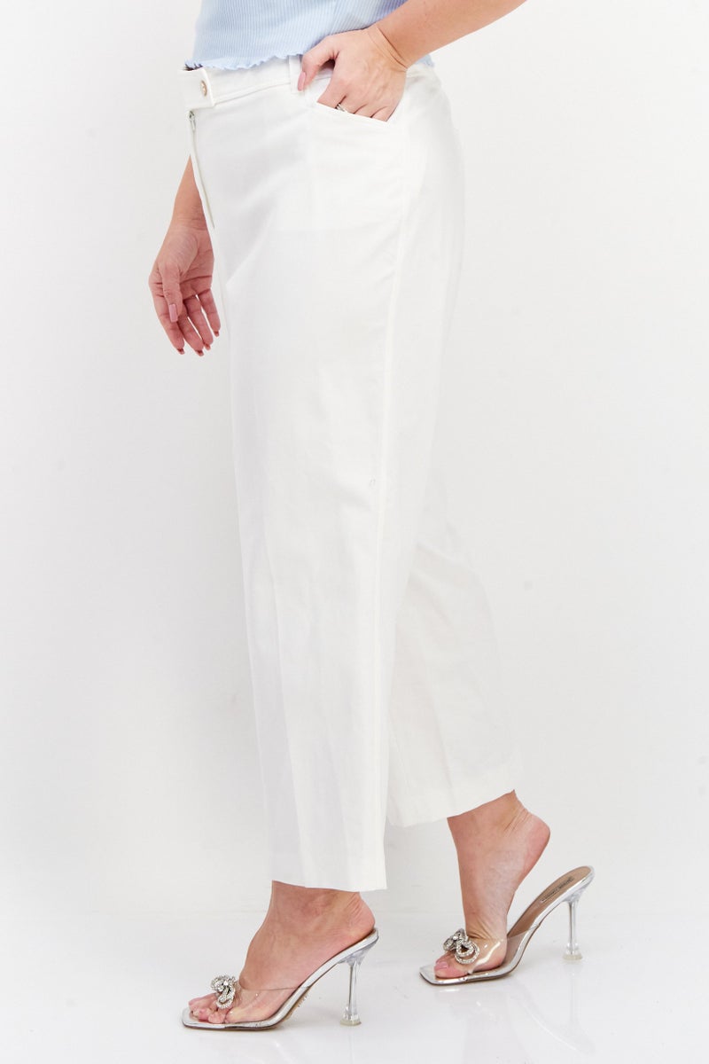 ANNE KLEIN Women Plus Size Solid Pant, White - Image 4