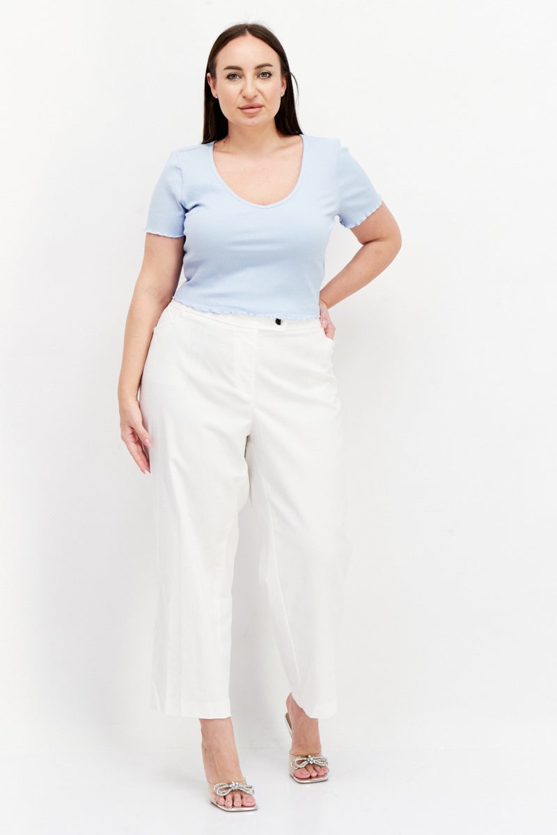 ANNE KLEIN Women Plus Size Solid Pant, White - Image 2