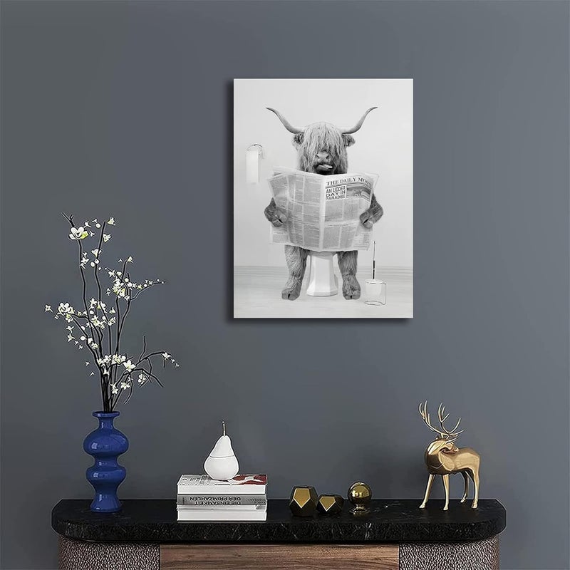 Tijuboni Highland Cow Bathroom Wall Art - Image 3