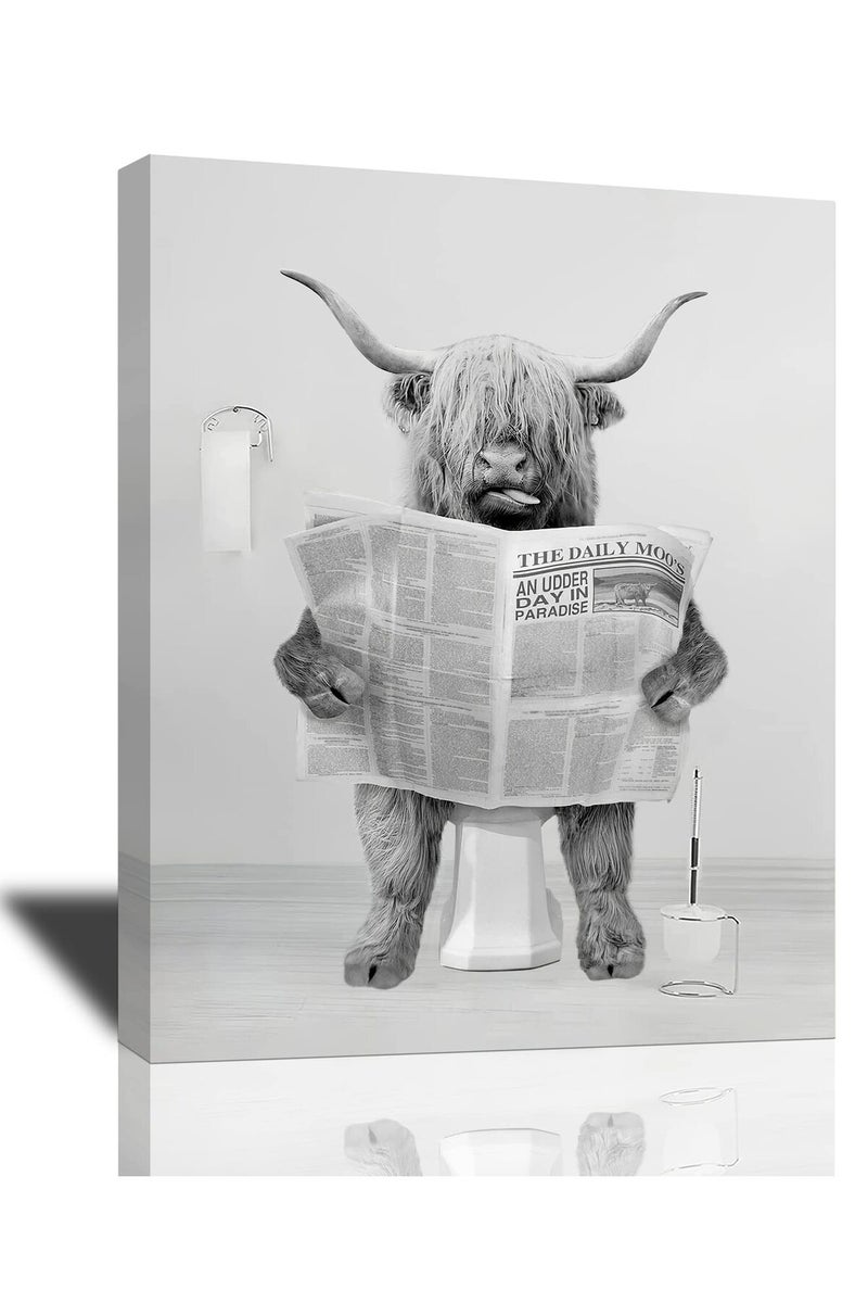 Tijuboni Highland Cow Bathroom Wall Art - Image 1