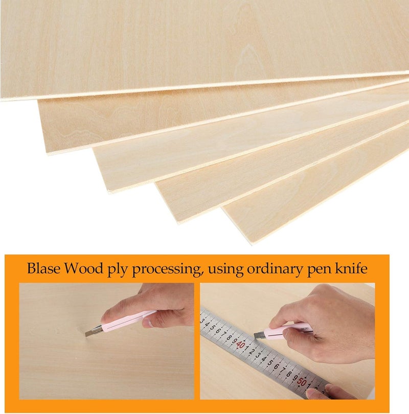MIVIDE 12 Pack Basswood Sheets 1/8 x 12 x 12 Inch Plywood Board, Thin Natural Unfinished Wood for Crafts, Hobby, Model Making, Wood Burning and Laser Projects - Image 3