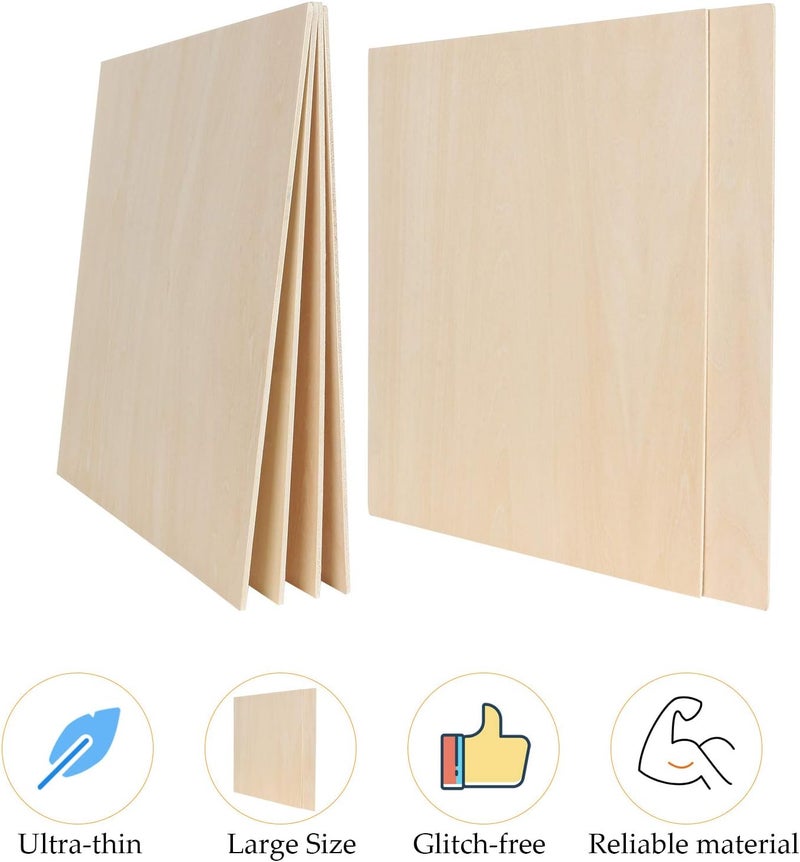 MIVIDE 12 Pack Basswood Sheets 1/8 x 12 x 12 Inch Plywood Board, Thin Natural Unfinished Wood for Crafts, Hobby, Model Making, Wood Burning and Laser Projects - Image 4