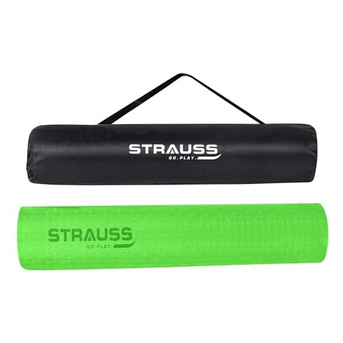 Strauss TPE Eco-friendly Yoga Mat with Carry Bag |Anti-Slip Exercise & Fitness Yoga Mat for Men & Women|Home & Gym Mat for Workout, Yoga,Pilates & Floor Exercises| 4mm, Green - Image 1