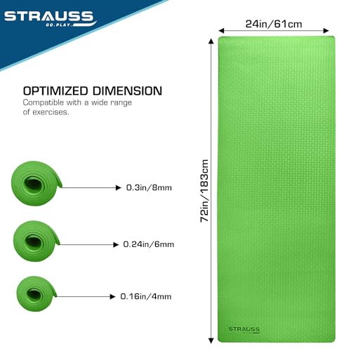 Strauss TPE Eco-friendly Yoga Mat with Carry Bag |Anti-Slip Exercise & Fitness Yoga Mat for Men & Women|Home & Gym Mat for Workout, Yoga,Pilates & Floor Exercises| 4mm, Green - Image 4