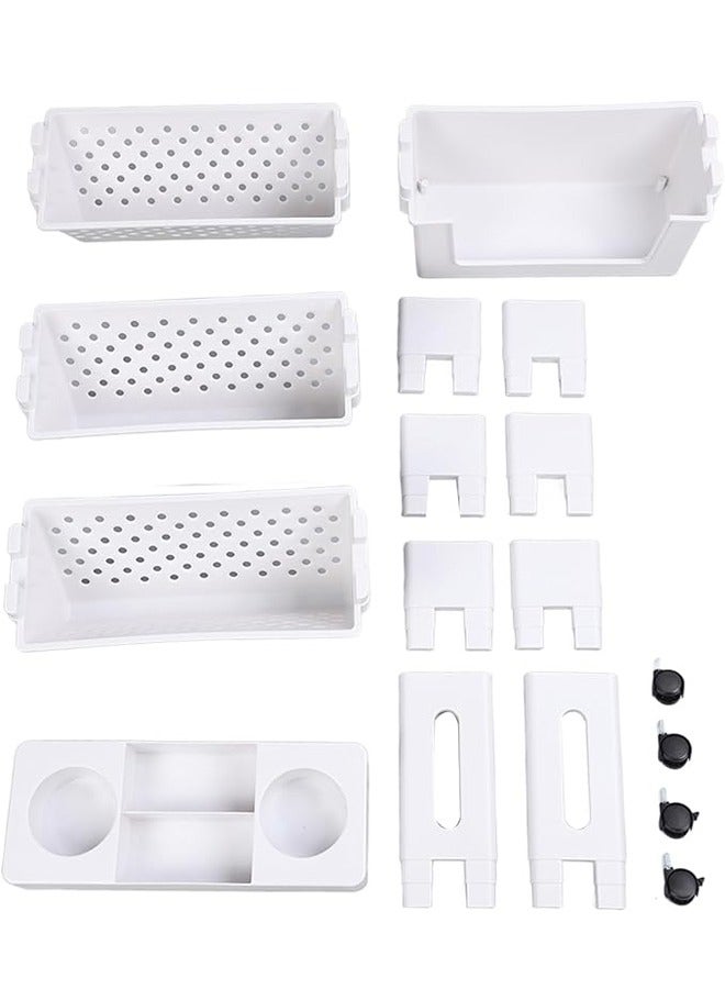 Aikenn 5-Tier Bookshelf Tableside Bookshelf Rolling Utility Cart Multifunctional Movable Storage Bookshelf Removable Storage Rack Lockable Casters Easy To Move Suitable For Study Office Kitchen Living Room Classroom (White)  - Image 3