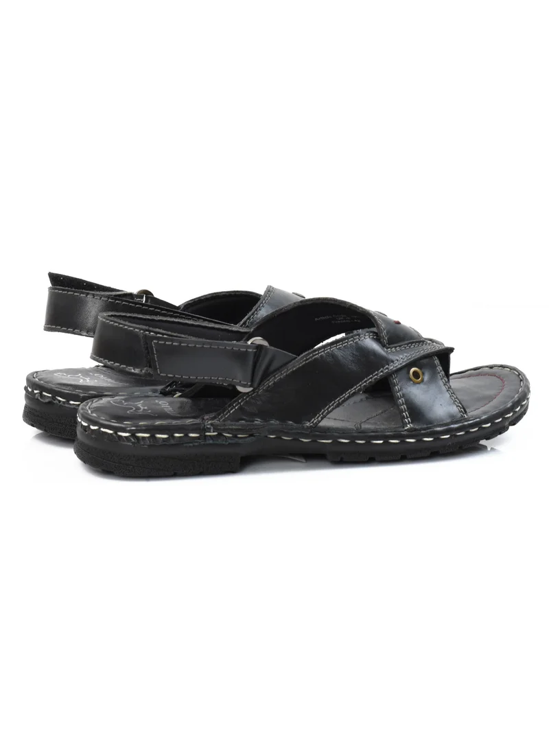ATTILIO Mens Sandals Genuine Leather Leather Mens Fishermen Beach Roman Sandals Mens Casual Shoes Slippers