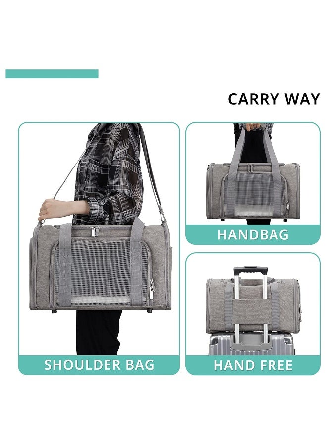 Cat Carrier Pet Dog Collapsible Carriers with Removable Fleece Pad Airline Approved for Soft Sided Travel Medium Puppy and Cats up to 15lbs 45*30*30cm - Image 4