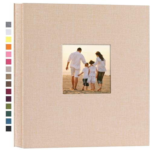 potricher Linen Hardcover Photo Album 4x6 600 Photos Large Capacity for Family Wedding Anniversary Baby Vacation (Beige, 600 Pockets) - Image 1