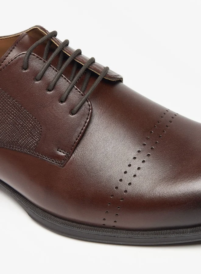 DUCHINI Men's Solid Derby Shoes with Lace-Up Closure