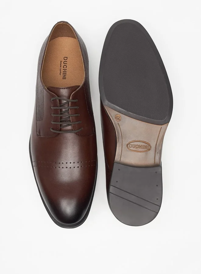 DUCHINI Men's Solid Derby Shoes with Lace-Up Closure