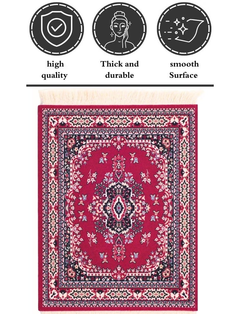 أيه بي جي قطعتان حصيرة القهوة فنجان القهوة حصيرة القهوة القدح حصيرة الجدول حصيرة لوحة الماوس المطاط مستطيل 26.5x18x0.5 سم أحمر - Image 2