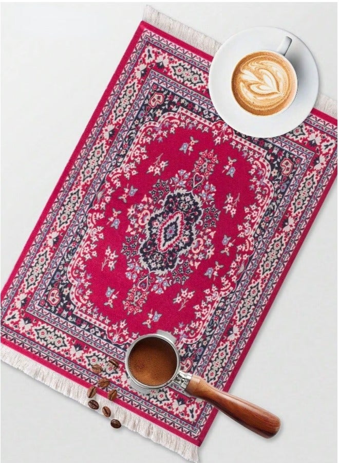 أيه بي جي قطعتان حصيرة القهوة فنجان القهوة حصيرة القهوة القدح حصيرة الجدول حصيرة لوحة الماوس المطاط مستطيل 26.5x18x0.5 سم أحمر - Image 4