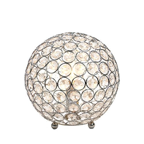 Elegant Designs LT1026-CHR 8" Elipse Crystal Collection Metal Crystal Ball Sequin Table Desk Lamp for Accent Lighting, Décor, Living Room, Chrome - Image 4