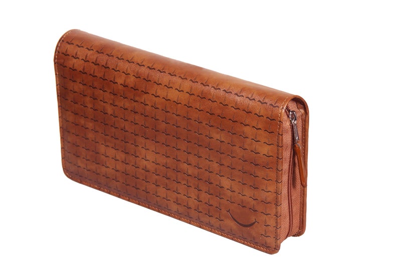 Sukeshcraft Multiple Cheque Book Holder | Original PU Holds Upto 8 Cheque Books, Dual Tone Brown - Image 1