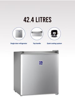 O2 Single Door Refrigerator, 1.5 Cubic Feet 42.4 Liter Capacity, Silver, OBD-42W  - Image 2