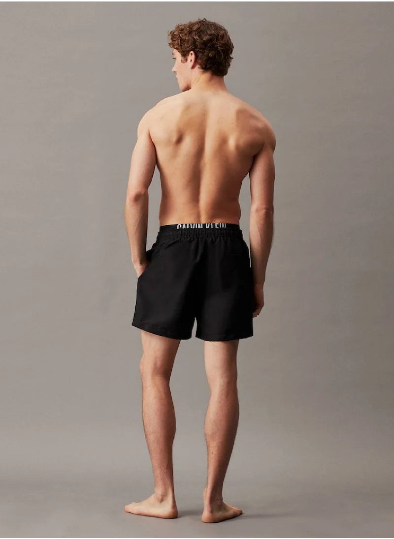 CALVIN KLEIN Men's Double Waistband Swim Shorts - Intense Power -  quick-dry fabrication, Black