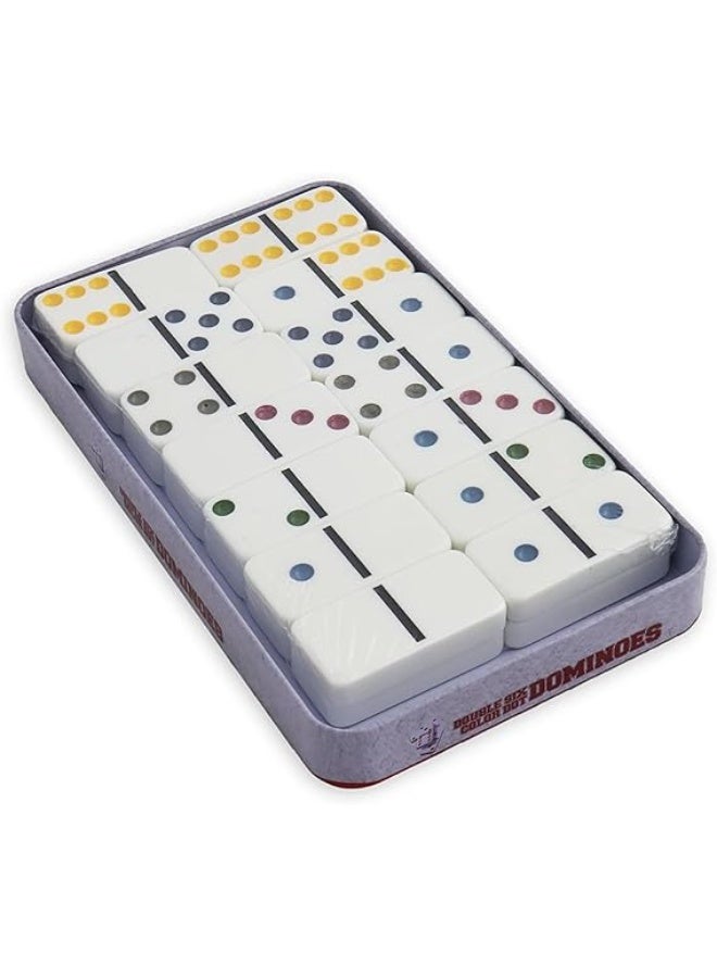 Double Six Dominoes Set – Classic Polka Dot Color Dot Tiles Game for Kids & Adults | 28 Durable Dominoes with Multi-Colored Pips | Family Game Night, Party, Travel, and Educational Fun - Image 5