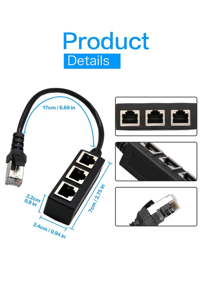 GNAFOTU RJ45 Ethernet Splitter Cable,Y Splitter Adapter,RJ45 1 Male to 3 x Female LAN Ethernet Splitter Adapter Cable Suitable Super Cat5/5e/6/7, Cmpatible with TVs, Set-top Boxes, Routers, Computers - Image 3