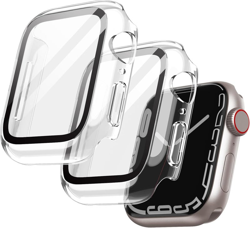 Case with Screen Protector for Apple Watch Series 9/8/7 45mm, Clear | Built-in Tempered Glass, High Touch Sensitivity, Full Protection, Hard PC Design - Image 1