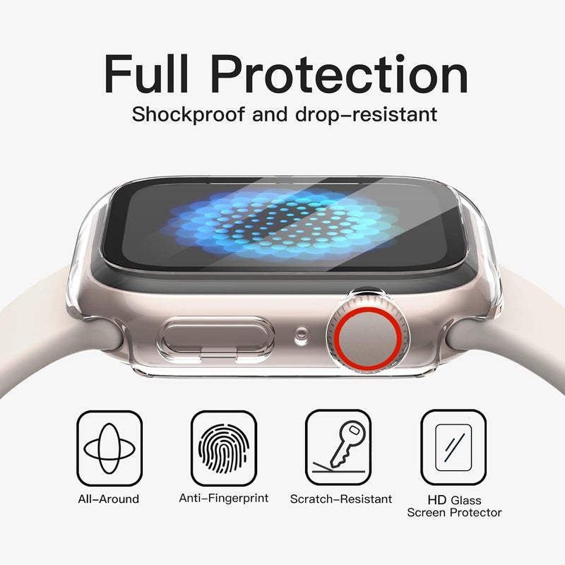 Case with Screen Protector for Apple Watch Series 9/8/7 45mm, Clear | Built-in Tempered Glass, High Touch Sensitivity, Full Protection, Hard PC Design - Image 5