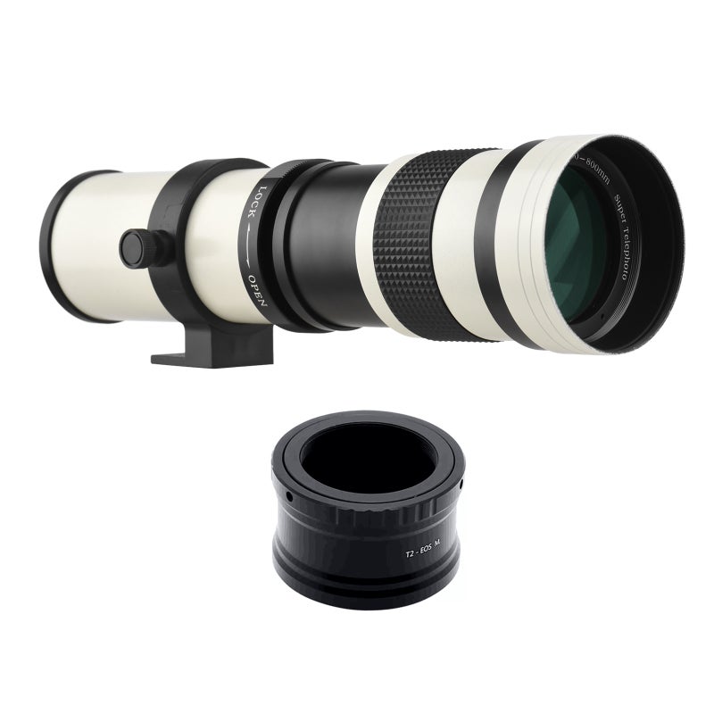 Camera MF Super Telephoto Zoom Lens F/8.3-16 420-800mm T2 Mount with M-mount Adapter Ring 1/4 Thread Replacement for Canon M M2 M3 M5 M6 Mark II M10 M50 M100 M200 Cameras - Image 1