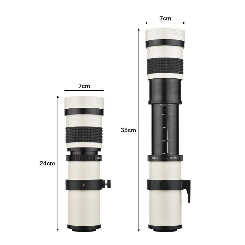 Camera MF Super Telephoto Zoom Lens F/8.3-16 420-800mm T2 Mount with M-mount Adapter Ring 1/4 Thread Replacement for Canon M M2 M3 M5 M6 Mark II M10 M50 M100 M200 Cameras - Image 2