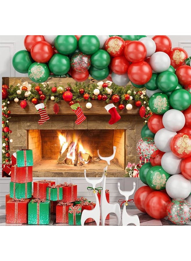 Mocsicka 7x5ft Christmas Fireplace Backdrop - Red Sock Photography Background for Winter Holiday Family Christmas Party Wall Decorations  - Image 2