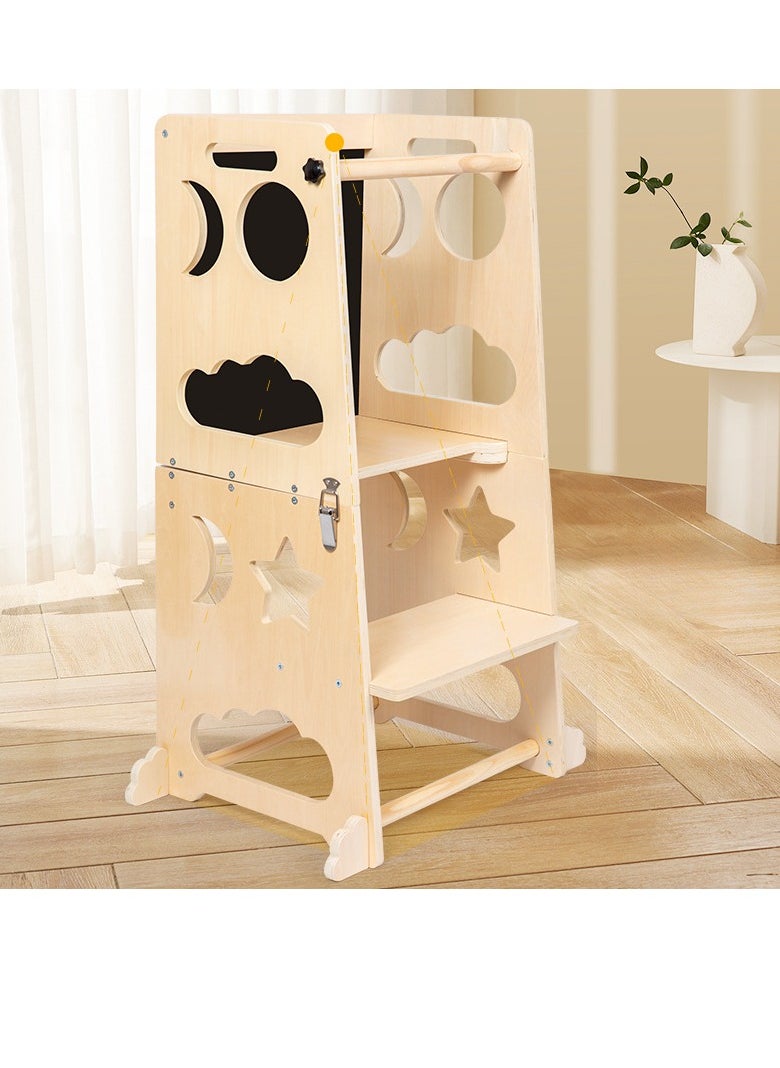 Gonice 3-in-1 Montessori Learning Tower – Folding Wooden Stool – Children's 3 Step Stool – Safe Observation Tower – Montessori Step Ladder from 1 Year  - Image 2
