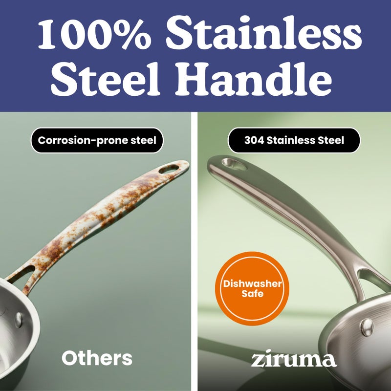 Ziruma Non-Toxic 8" Surgical Grade Stainless Steel Frying Pan, Fully Clad for Fast & Even Heat, PFOA-Free, Induction Compatible, Oven Safe to 500Â°F - Image 4