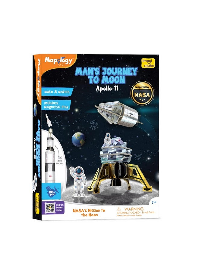 Imagimake Man'S Journey To Moon | Mission Apollo 11 | Rocket & Satellite Model Making Set | 3D Puzzle Toy For Kids | Astronaut & Space Kit | Birthday Gift For Girls & Boys Ages 8,9,10,11,12,13 - Image 1