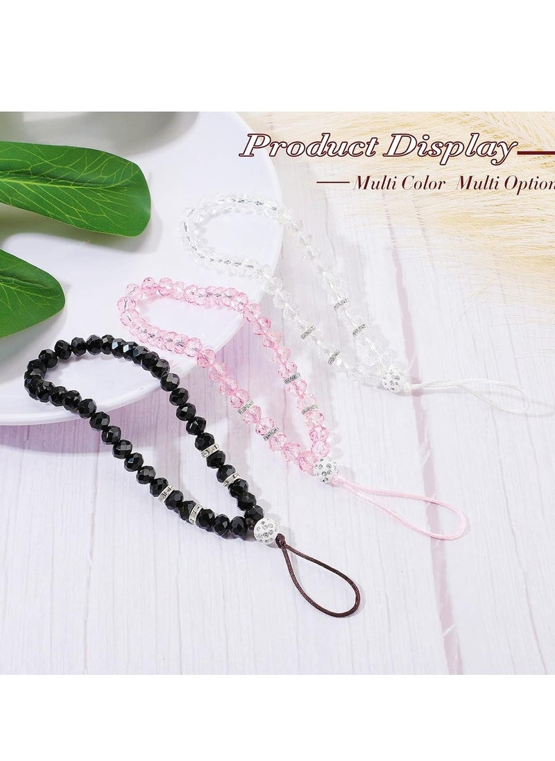 Generic 3 Pcs Cell Phone Lanyard Strap Charm Bling Crystal Beads Hand Wrist Lanyard Strap String Women's Wristlet For Cell Phone Camera Purse MP3 MP4 IPod Keychain  - Image 3