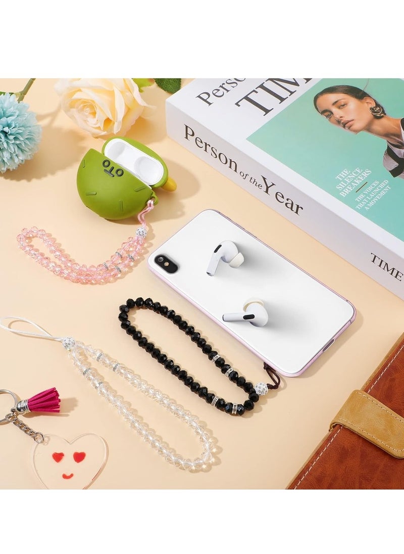 Generic 3 Pcs Cell Phone Lanyard Strap Charm Bling Crystal Beads Hand Wrist Lanyard Strap String Women's Wristlet For Cell Phone Camera Purse MP3 MP4 IPod Keychain  - Image 4