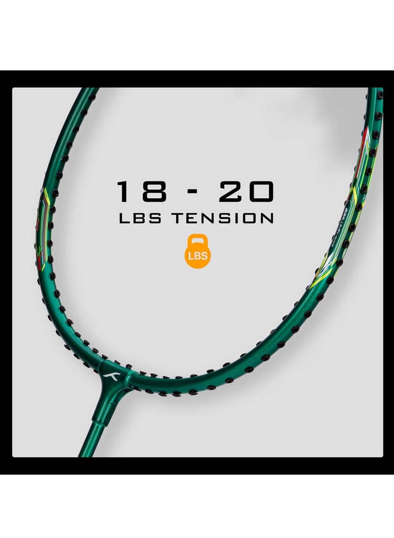 HUNDRED Powertek 200 PRO Badminton Racquet with Head Cover | Aluminium Frame | Strung | Weight: 92g | Grip Size: G5 | For Intermediate Players | Max Tension: 18–20 lbs - Image 3