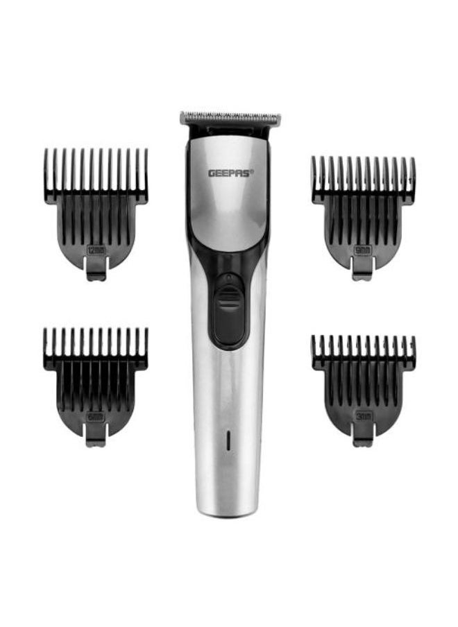 GEEPAS Geepas Rechargeable Hair Trimmer , Cordless Hair and Beard Trimmer with High Capacity Battery,Includes 4 Comb Attachments,Precision Stainless Steel Blade for Constant Cutting, Metallic Grey/Black  - Image 2