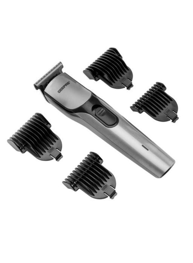 Geepas Rechargeable Hair Trimmer , Cordless Hair and Beard Trimmer with High Capacity Battery,Includes 4 Comb Attachments,Precision Stainless Steel Blade for Constant Cutting, Metallic Grey/Black - Image 4