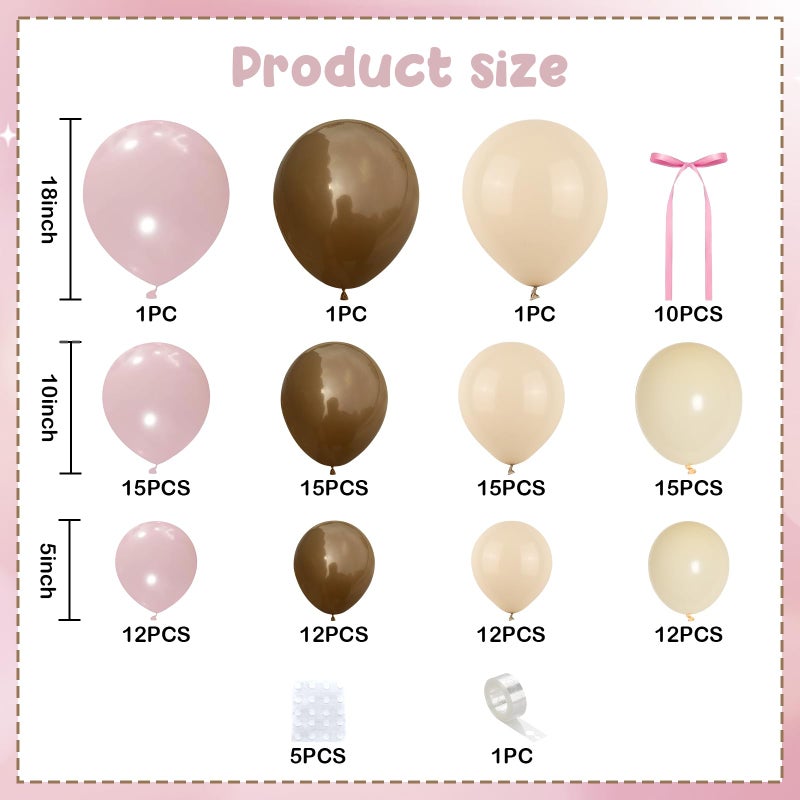 Paeyeq Pink Brown Balloon Arch Garland Kit, Cowgirl Rodeo Balloons Dusty Blush Light Pink Brown Nude Sand White Balloons with Ribbon Bow for Boho Baby Shower Western First Rodeo Birthday Party Decorations - Image 2