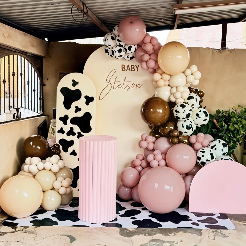 Paeyeq Pink Brown Balloon Arch Garland Kit, Cowgirl Rodeo Balloons Dusty Blush Light Pink Brown Nude Sand White Balloons with Ribbon Bow for Boho Baby Shower Western First Rodeo Birthday Party Decorations - Image 4