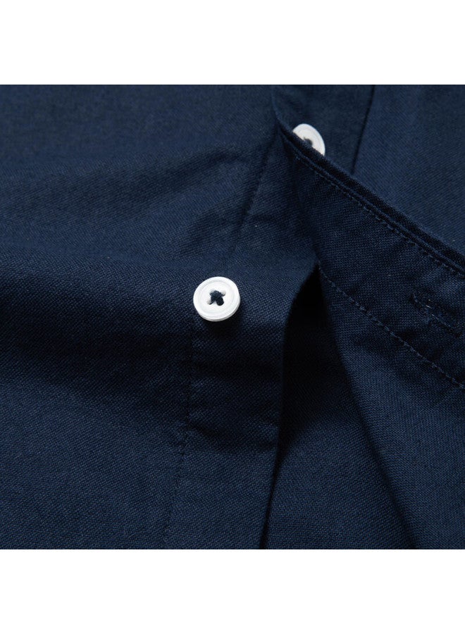 Limeng Pure Cotton Long-sleeve Shirt For Men, Solid Color, All-cotton Oxford Cloth, Casual Shirt, Large Size, Navy Blue, Size 38 - Image 3
