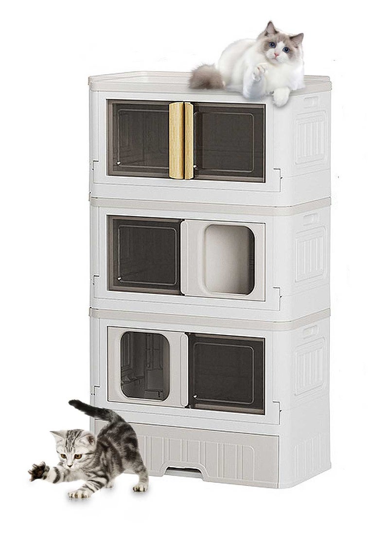 Kidle Cat Litter Box Enclosure Hidden Litter Box Furniture Washroom Storage Cabinet Indoor Cat House Side Table Cat Box Cabinet 565-K  - Image 1