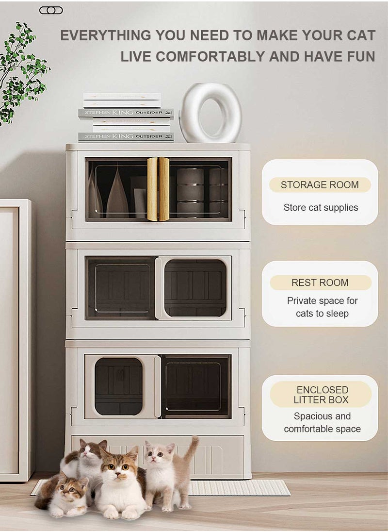 Kidle Cat Litter Box Enclosure Hidden Litter Box Furniture Washroom Storage Cabinet Indoor Cat House Side Table Cat Box Cabinet 565-K  - Image 2