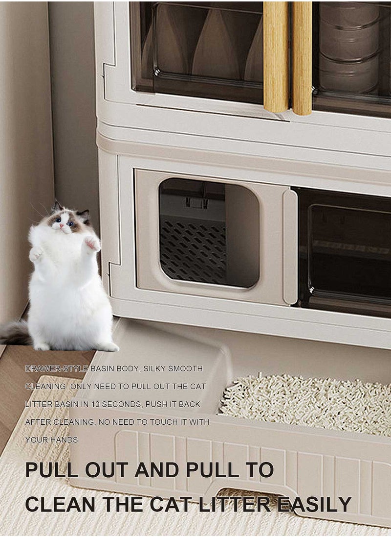 Kidle Cat Litter Box Enclosure Hidden Litter Box Furniture Washroom Storage Cabinet Indoor Cat House Side Table Cat Box Cabinet 565-K  - Image 5