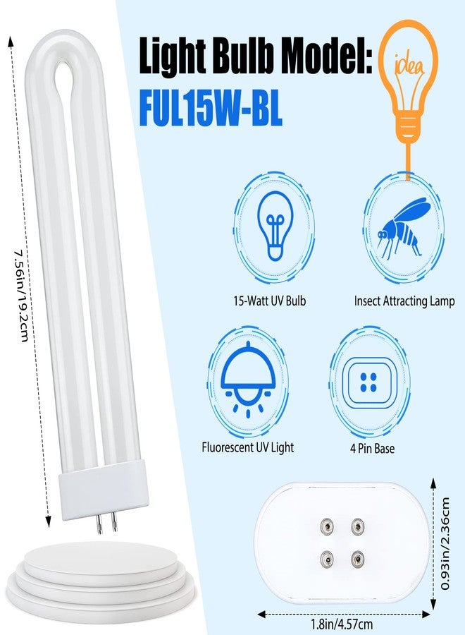 Kittmip Zapper Light Bug Zapper Replacement Bulbs Insect Attracting Lamp FUL15W BL U Shaped Twin Tube Fluorescent UV Lamp 7.56 x 1.80 x 0.93 inch (White,4 Pieces) - Image 2